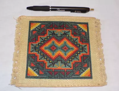 VTG OOAK Miniature Dollhouse Handmade Needlepoint Rug South Western Style • $34.99