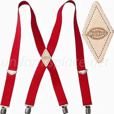 RED Dickies Men's Industrial Strength Ballistic Nylon Clip End Work Suspenders • $20