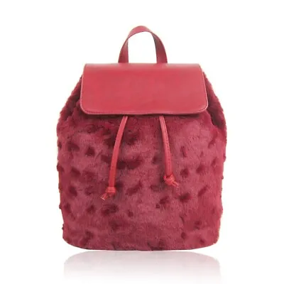 Lola Faux Fur Backpack Red • £20