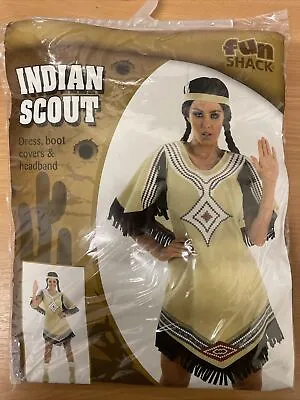 Women`s Native American Costume Ladies Indian Girl Scout Fancy Dress - L • £29.99