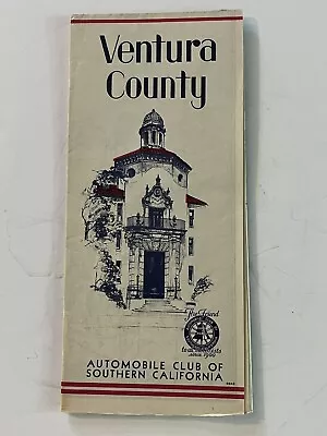 1940's Vintage”VENTURA COUNTY “Triple AAA Auto Club HIGHWAY ROAD MAP Folding • $12.99