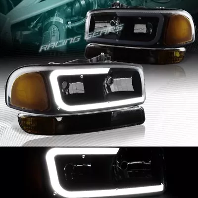 Black/smoke Drl Led Headlights+bumper W/amber Fit 99-06 Gmc Sierra 1500/2500 • $136.85