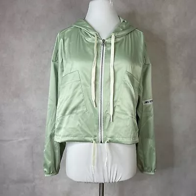 $99 • Buy New Balance X Staud Satin Sage Green Hooded Cropped Jacket NWT Size US Large