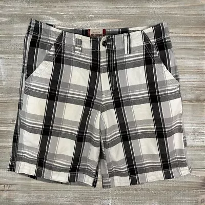 Mossimo Supply Co Black White Gray Plaid Cotton Bermuda Shorts Men's Size 36 • $12.87