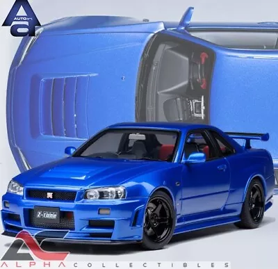 Autoart 77462 1:18 Nissan Skyline R34 Gt-r Z-tune Nismo (bayside Blue) • $209