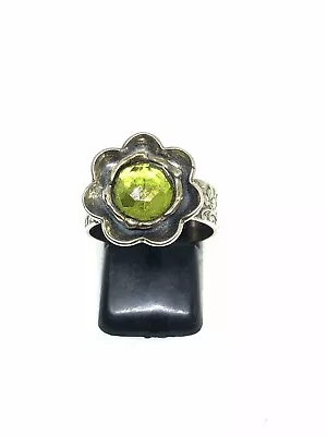 925 Silver Ring With Green Stone. Size O Hallmarked On The Inside. • £20