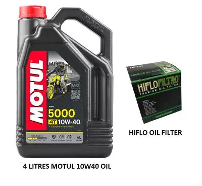 Oil And Filter Kit For Kawasaki ZX-6R 600 Ninja 1995-1997 Motul 5000 10W40 Hiflo • £36.95