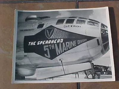 ORIGINAL WWII 8  X 10  PHOTO - B-29 IN PACIFIC W/ 5TH MARINE DIVISION NOSE ART • $49.99