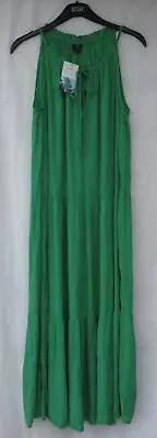 Ladies Marks And Spencer Bright Green Crinkle Maxi Beachwear Dress Size 12 • £19.50