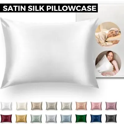 Soft 100% Mulberry Satin Silk Pillowcase For Hair Pillow Covers Queen Standard • £3.99