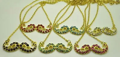 Wholesale Lot Of 12 Pc Mustache Pendant Necklace Gold  22 Chain Fashion Jewelry • $18.99