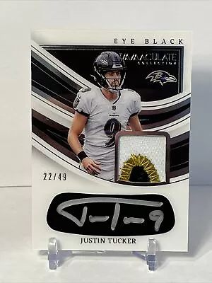 2023 Immaculate Justin Tucker Eye Black Patch Auto EB-JT Ravens Legend # /49 • $38