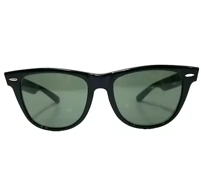 Vtg B&L Ray-Ban USA Wayfarer 11 FRAMES ONLY Sunglasses L1724 YWAS Shiny Black RD • $49.97