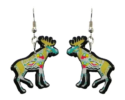 Tribal Moose Earrings Forest Geometric Spirit Animal Handmade Wildlife Jewelry • $13.99