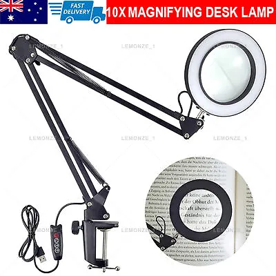 10X Magnifying Glass Lamp LED Desk Table Magnifier Light Craft W/ Clamp USB • $36.99