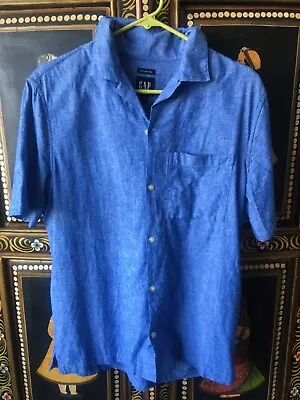 Gap Men’s Linen Short Sleeve Shirt Size Small Royal Blue EUC • $14