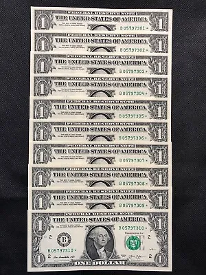 (10) 2013 B (one Dollar) Unc Duplicate Star Notes  - Major Printing Error • $800