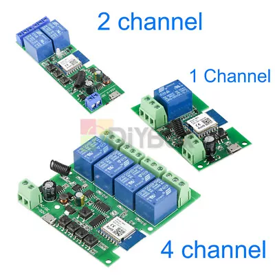 1/2/4 Channel DC7-32V USB 5V WIFI Remote Control Relay Switch Module 433MHZ • $11.74