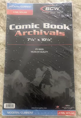 25 - Archivals Modern / Current 4-Mil Mylar Comic Book Bags By BCW • $24.99