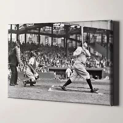 Babe Ruth Home Run Canvas Wall Art Print • $49
