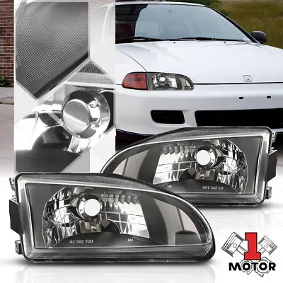 Black Housing Clear Corner Signal Reflector Headlight Lamp For 92-95 Honda Civic • $55