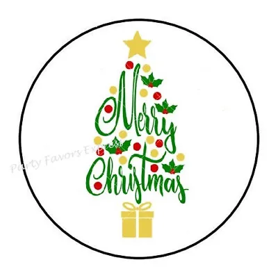 Merry Christmas Tree Envelope Seals Labels Stickers Party Favors • $1.95