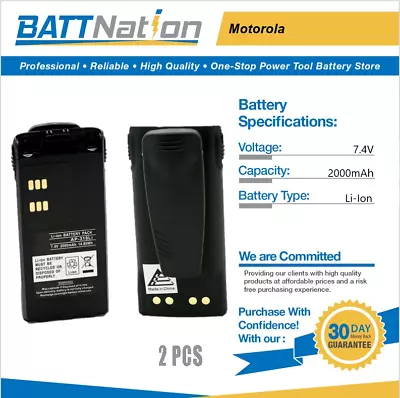 2x 7.4V 2000mAh Li-ion Battery For Motorola HNN9013 HT750 GP360 MTX850 • $50.45