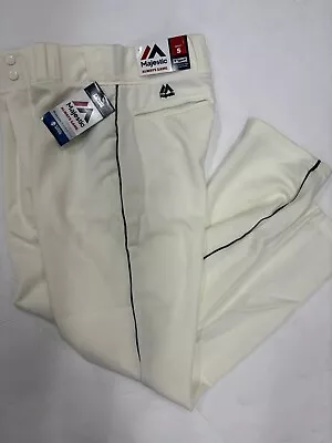 Majestic Premier Fit Baseball Pants Men's 2X Ivory Forest Green Piping 40x33 • $21.99