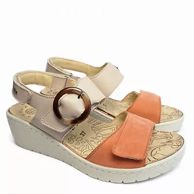 Mobils By Mephisto Phelicia Leather Pink Sandals With Triple Strap Wedge Removab • $186