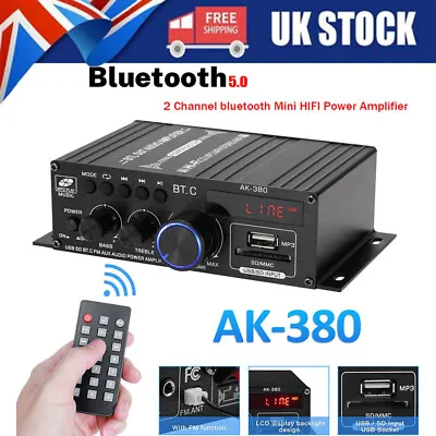 800W 2 Channel Bluetooth Mini HIFI Power Amplifier Audio Stereo Amp Home Car FM • £25.55