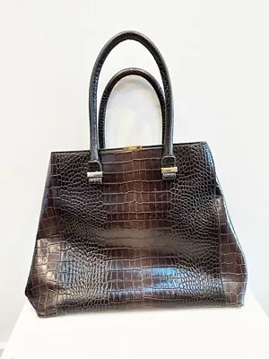 Designer Victoria Beckham Large Choc Brown Leather Croc Effect Women's Bag • $489.30