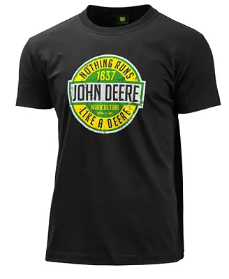 £26.50 • Buy Genuine John Deere Runs Like A Deere Logo T-Shirt Black Adults MCL2019060
