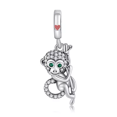 Real Sparkling Naughty Monkey Dangle 925 Sterling Silver Women Bracelet Charm • $16.98