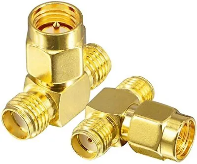 £3.86 • Buy 2x SMA Male To Two SMA Female T Connector Adapter Splitter Connector 1 UK Seller
