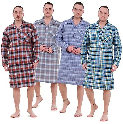 Mens Nightshirts Woven Check Cotton Blend Loungewear Regular Big Size M To 5XL • £12.95