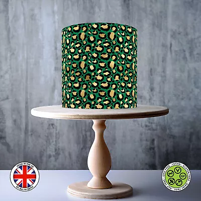 Emerald And Gold Cheetah Skin Texture Animal Seamless Pattern Edible ICING/WAFER • £7.79