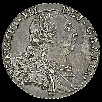 1787 George III Early Milled Silver Shilling No Stop Over Head Scarce EF • £165