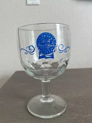 Vintage Pabst Blue Ribbon Stemmed Goblet Beer Glass - Dimpled • $10.36