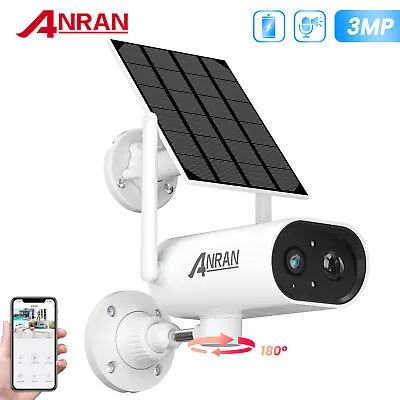 ANRAN Security Camera Solar Battery Powered Wifi Pan180° System Wireless Outdoor • $54.99