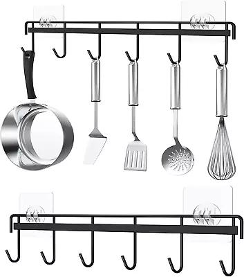 Kitchen Utensil Hanger Holder Adhesive Kitchen Hanger Rail 2-Pack Hanging Rack • $16.61