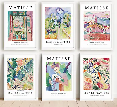 £6.99 • Buy Matisse Water Colour Painting Print Vintage Set Canvas Wall Art Gift Home A4 A3