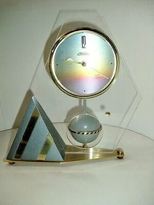 Vintage Table Clock Haller Titanium Space Age Sputnik Brass Plexiglass Quartz Movement  • £101.49