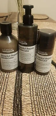 Loreal Absolut Repair Molecular Shampoo And Rinse Off Serum And Leave In Mask • £50