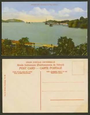 Singapore Old Colour Postcard Entrance To New Harbour Sailing Boats Ships Bridge • £9.99
