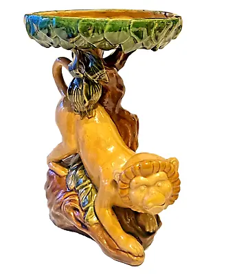 Vtg Italian Chinoiserie Majolica Monkey & Bok Choy Sculpture Compote Centerpiece • $249