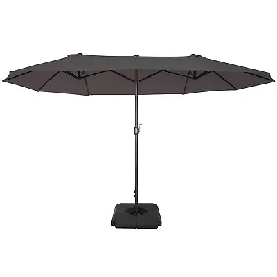 Outsunny 4.6M Garden Parasol Double-sided Crank Sun Umbrella W/ Weights Grey • £125.99