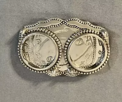 Vintage Silvertone Two Coin Belt Buckle Made In USA • $22.71