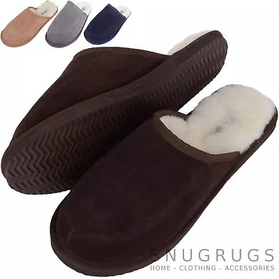 SNUGRUGS Mens / Gents Wool Lined / Sheepskin Mules / Slippers • £23.99