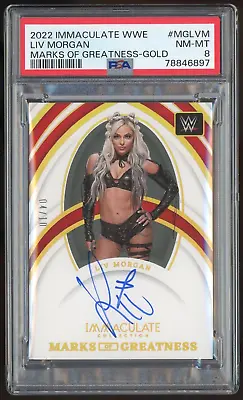 Liv Morgan 2022 Panini Immaculate WWE Marks Of Greatness AUTO GOLD /10 Psa 8  • $499.95