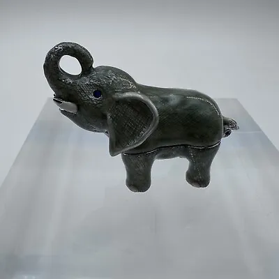 Monet Collectible Enamel Elephant Blue Eyes Trunk Up Good Luck Trinket Box Charm • $22.95